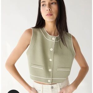 Button Up Sweater Vest - Tea and Cream